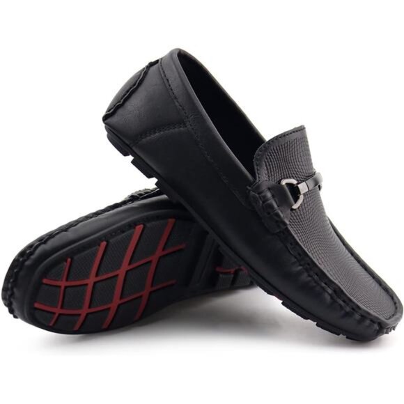 Kids Penny Loafer Casual Slip-On Moccasin Flats Boys Uniform School Black‎ Shoes - Picture 5 of 6